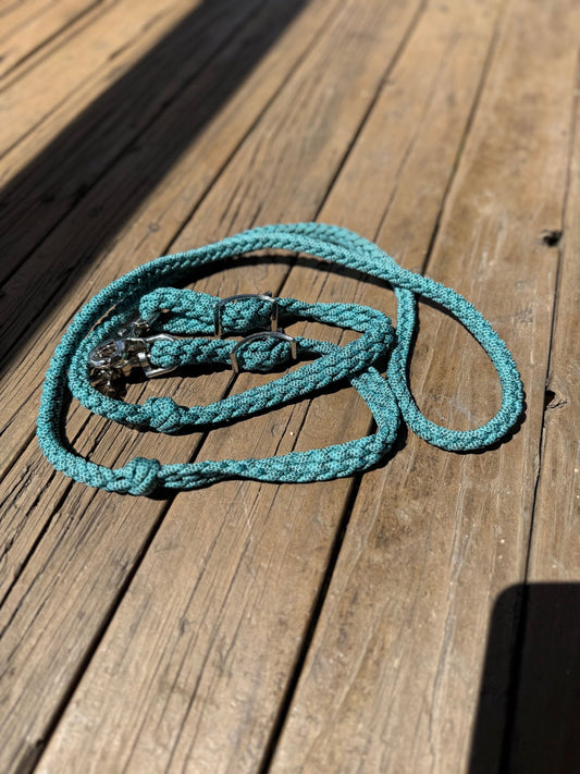 Pattern Turquoise Roping Reins – 6ft–8ft Lightweight Braided Barrel Reins by bar3H Equine – Custom Western Tack Australia
