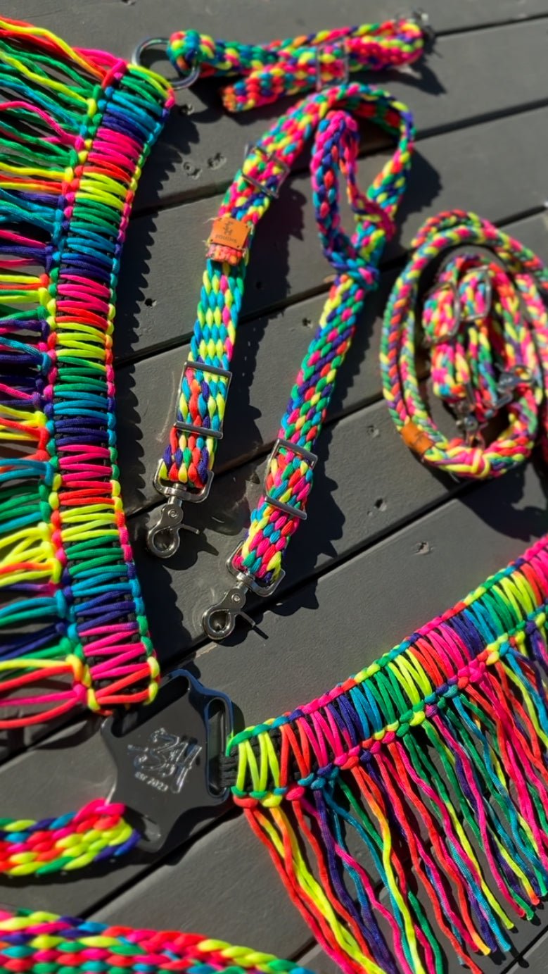 Rainbow Fringe Breast Collar – Hand - Braided Western Tack by - 3H Equine by bar3H Equine – Custom Western Tack Australia