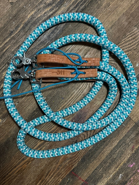 Rope Reins – 7ft with Leather Keepers & Trigger Snap by bar3H Equine – Custom Western Tack Australia