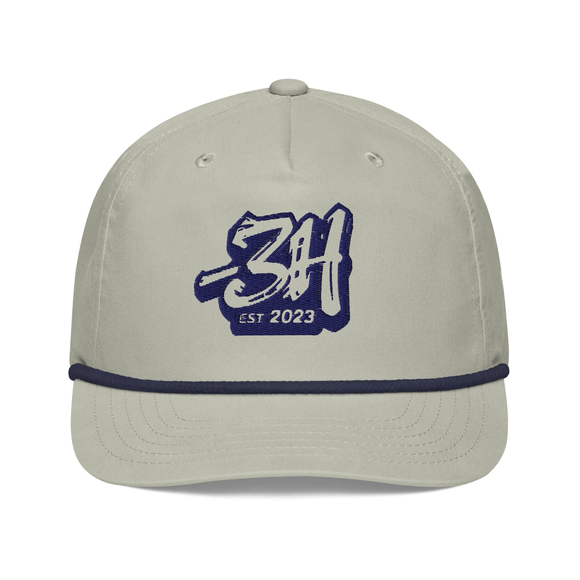 Vintage Snapback Cap – Light Grey & Navy by bar3H Equine – Custom Western Tack Australia