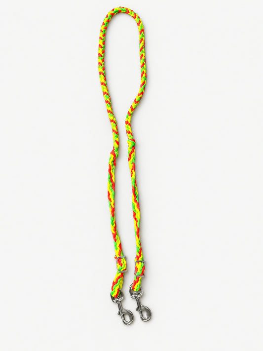Bright green, yellow and red roper reins — full set with trigger snaps