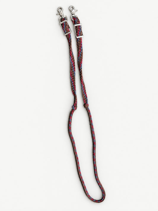 Brown, Dusty Blue & Pink handbraided barrel reins — full set