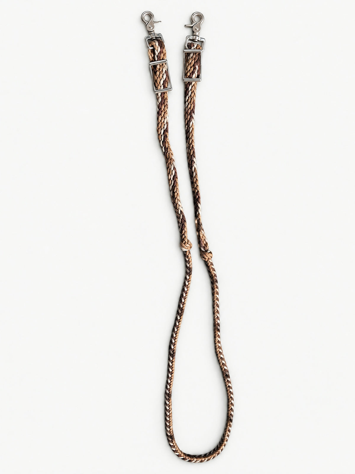 Brown & Taupe handbraided barrel reins — full set
