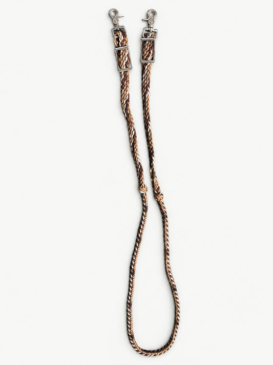 Brown & Taupe handbraided barrel reins — full set