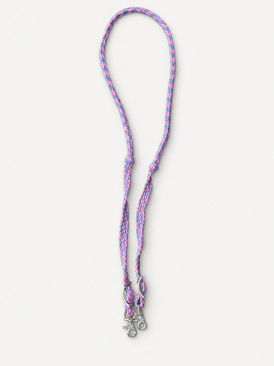 Pink & Lavender handbraided barrel reins — full set