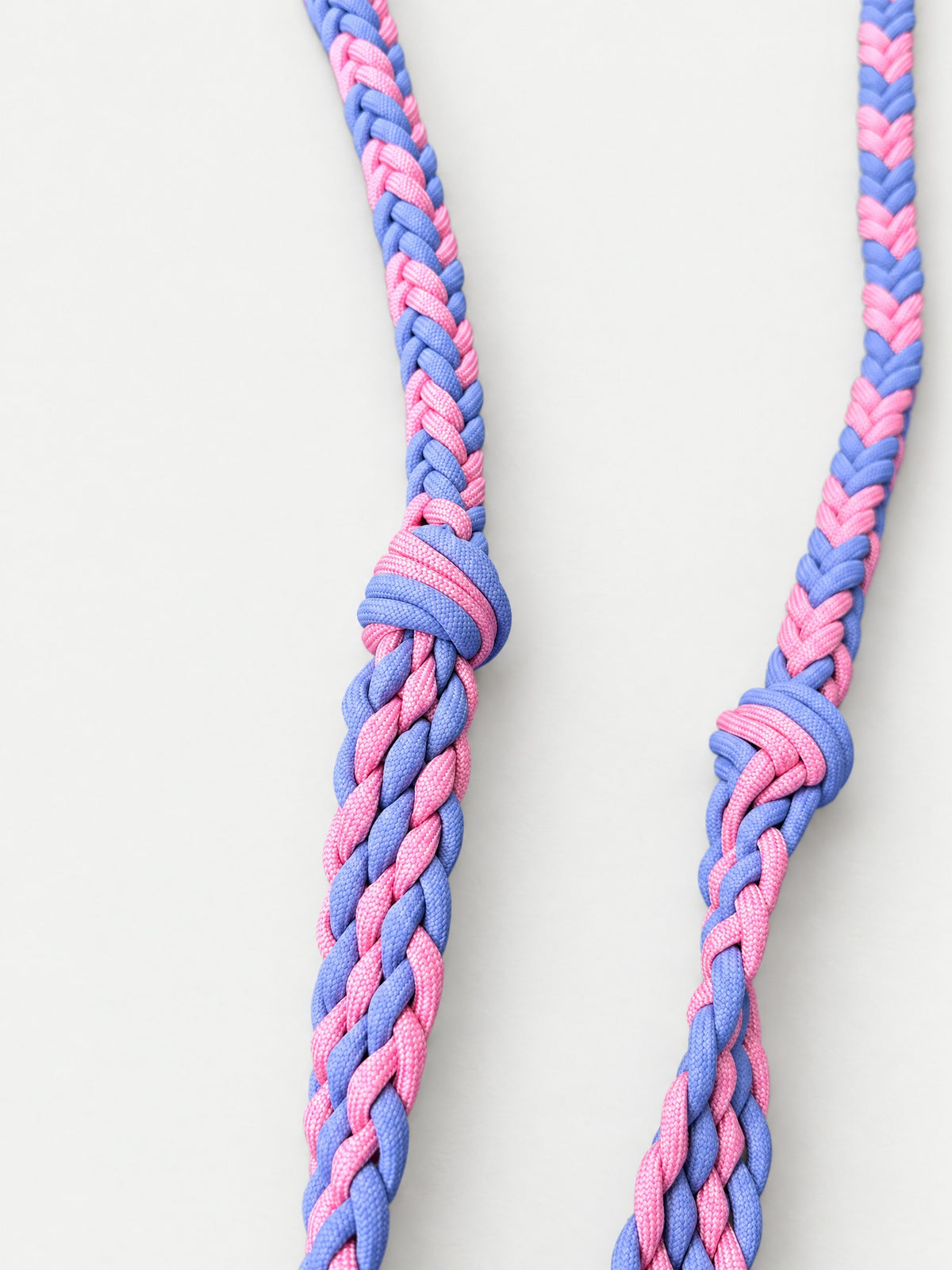 Pink & Lavender handbraided barrel reins — braid detail