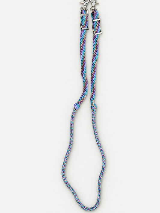 Teal, Lavender, Purple & Taupe handbraided barrel reins — full set