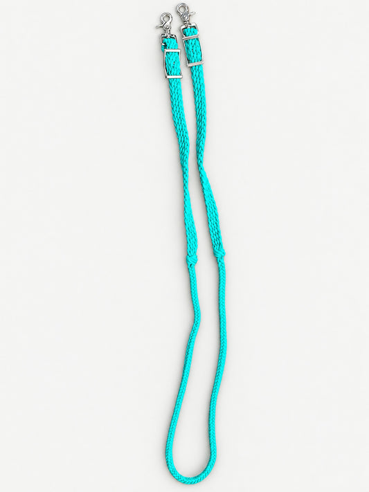 Turquoise handbraided barrel reins — full set