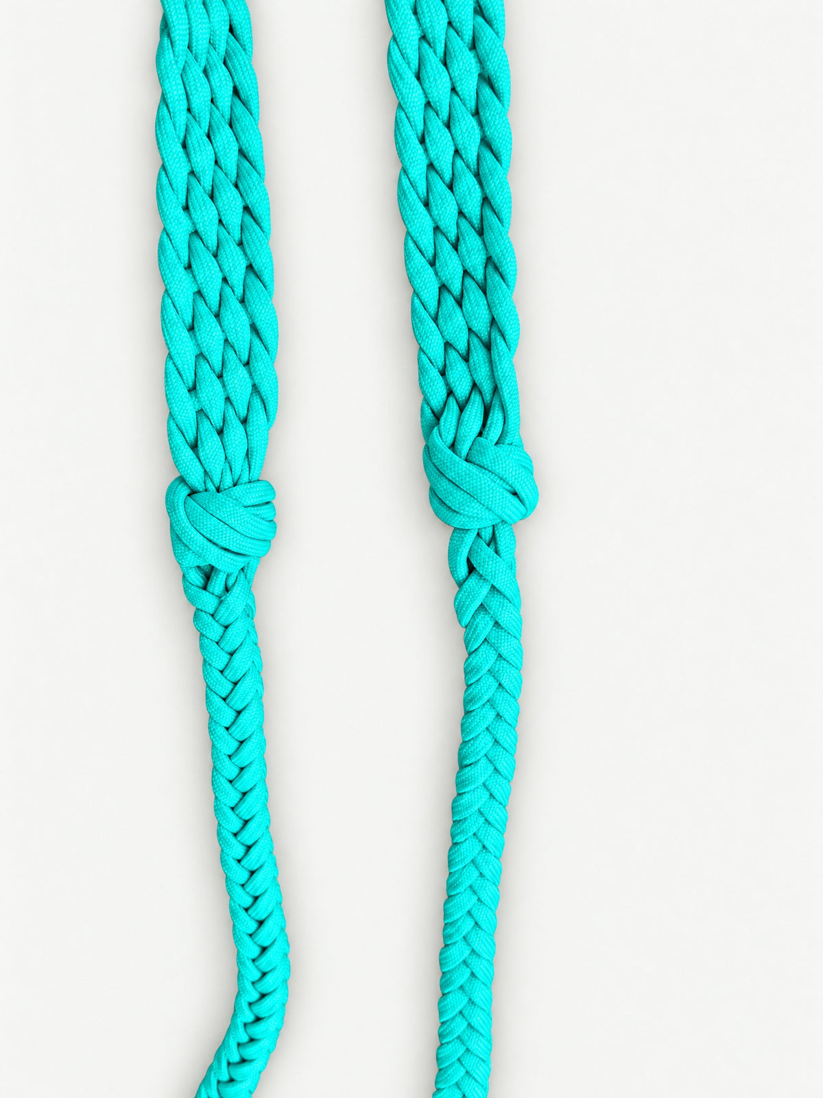 Turquoise handbraided barrel reins — braid detail