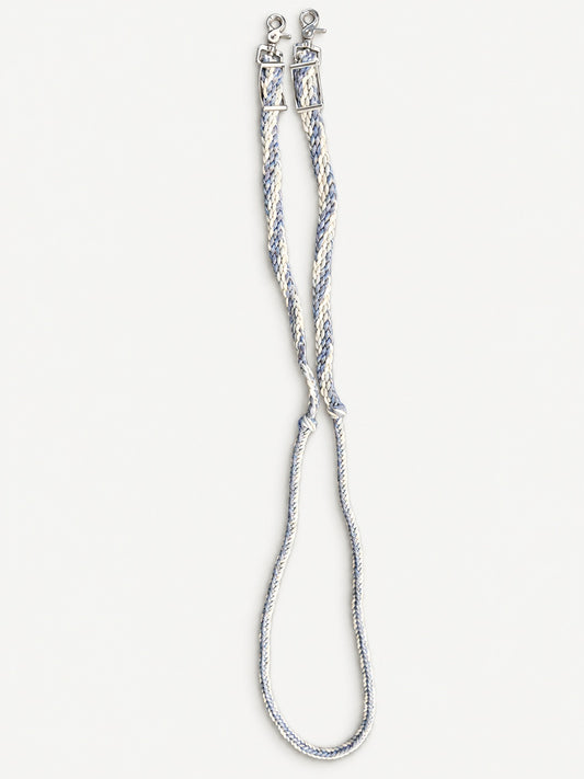 White, Grey & Blue handbraided barrel reins — full set