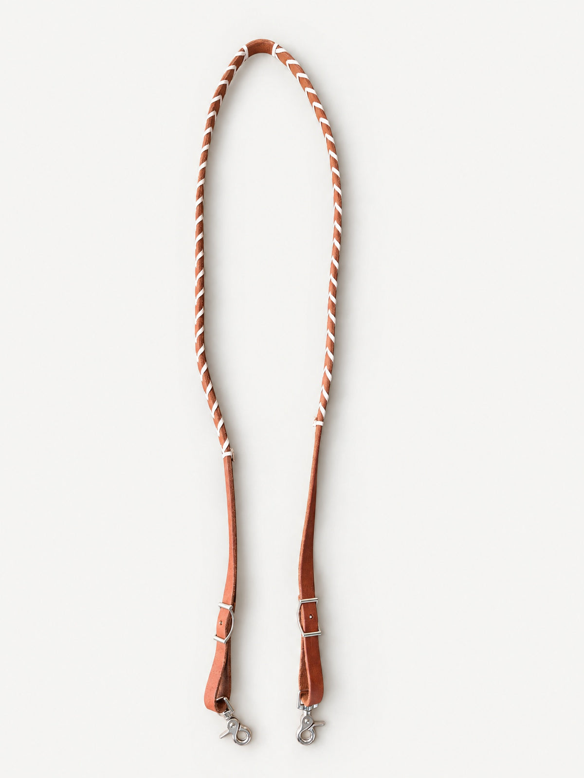 Tan & White laced leather barrel reins — full set
