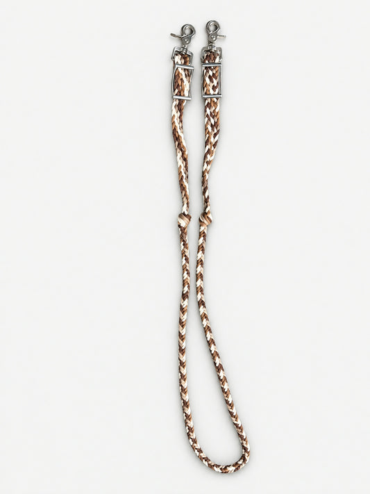 Brown, Tan & Cream pony barrel reins — full set