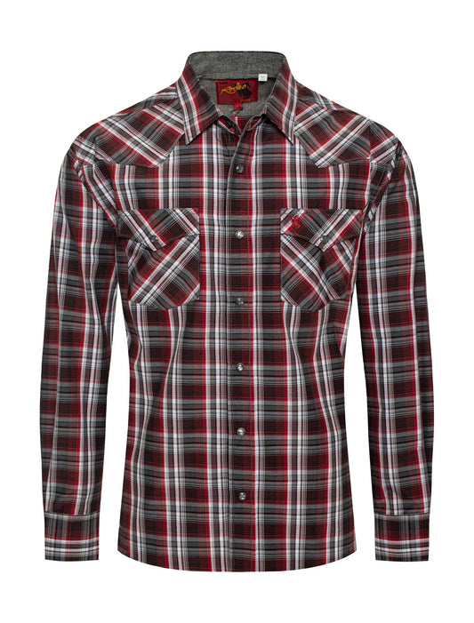 Men's Western Long Sleeve Plaid Shirts With Snap Buttons