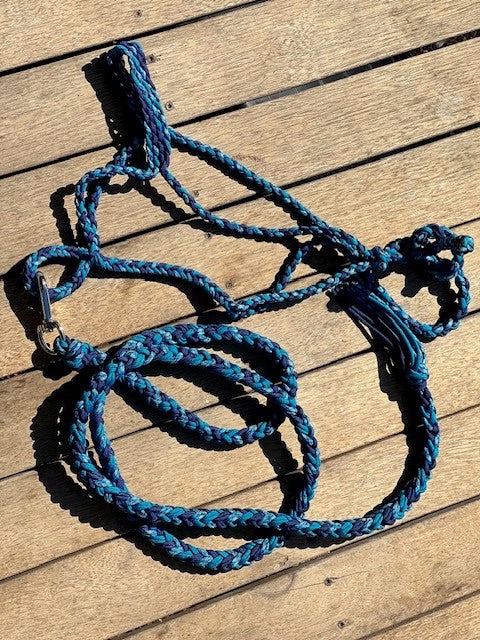 Blue combi Braided Halter and Lead Rope Set