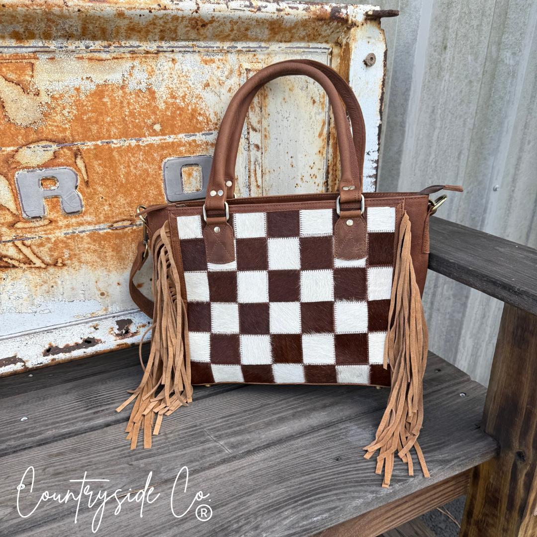 Canyon Check Cowhide Purse