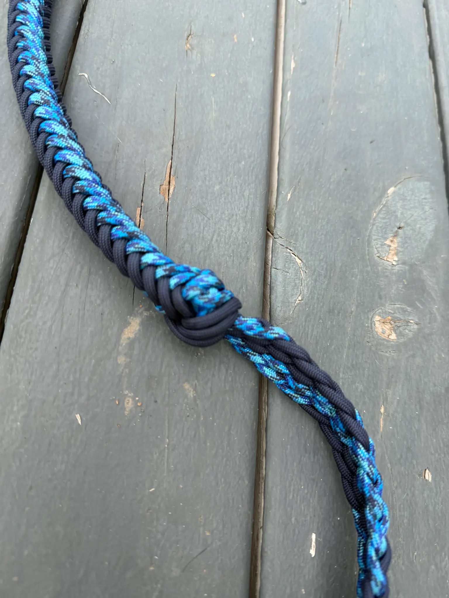 Navy and electric blue camo handmade -3H stabiliser reins for barrel racing, ready to ship