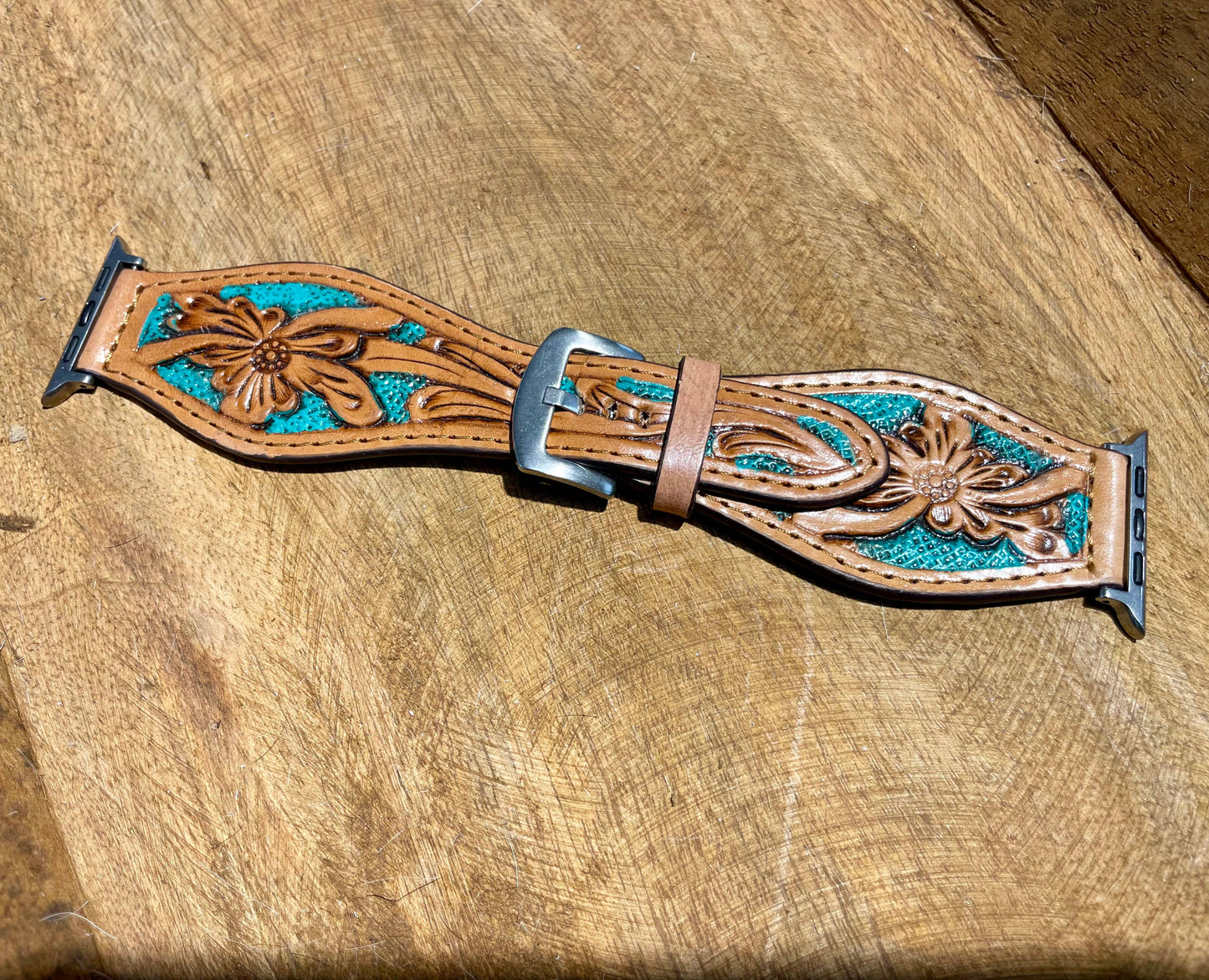 45mm Apple Watch band Tooled Leather