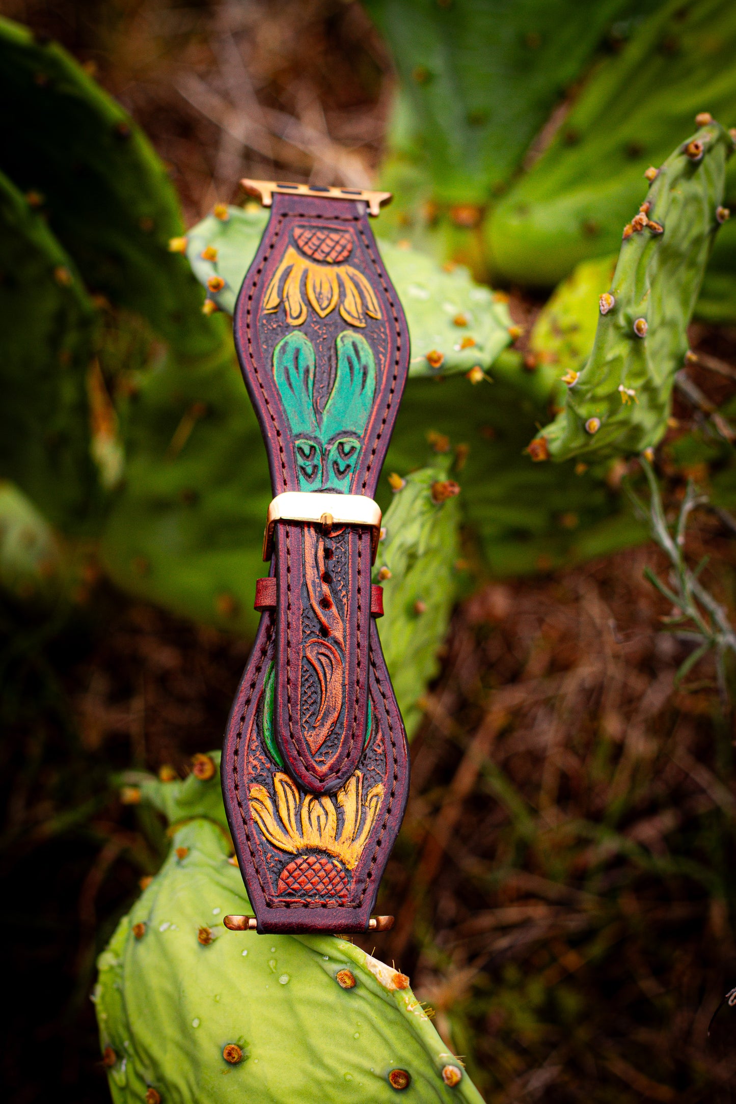 Sunflower leather apple watch band