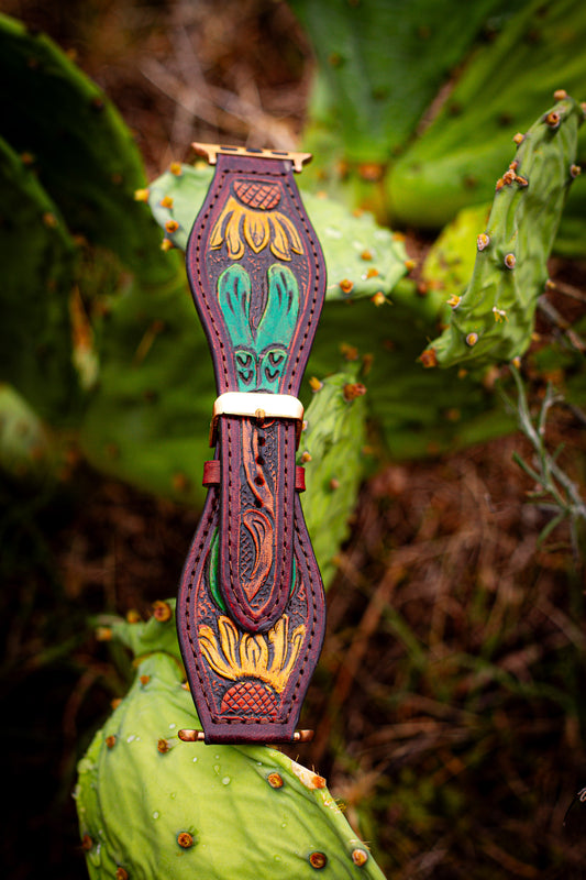 Sunflower leather apple watch band