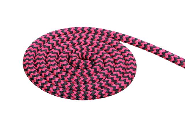 Zig Zag Pink Black 14mm rope colour example for western split reins – Bar3H Equine